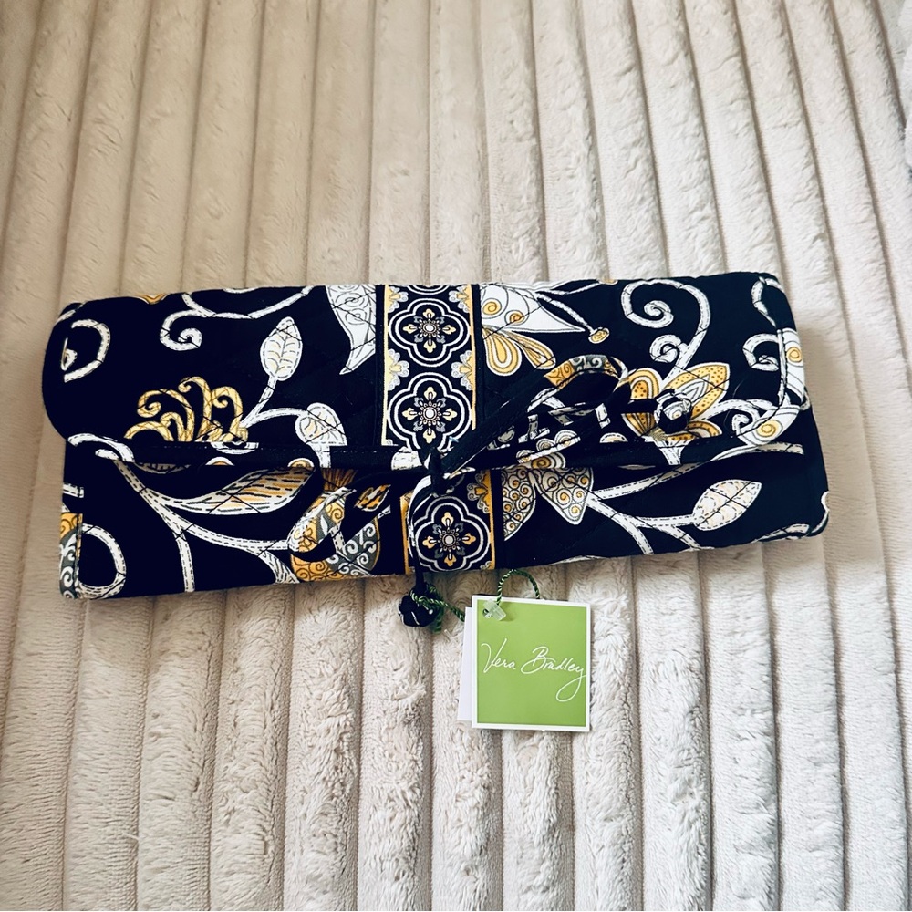 Vera Bradley Yellow Bird Brush & Pencil Cosmetic make up travel case